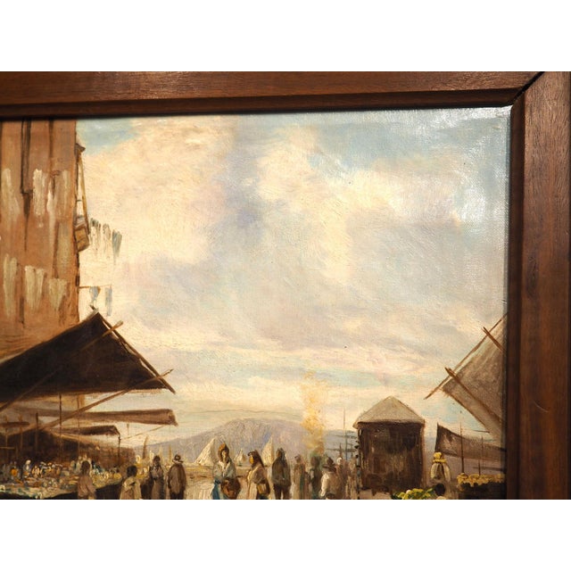 19th Century Small 19th Century Italian Oil on Canvas of an Outdoor Market Scene For Sale - Image 5 of 15
