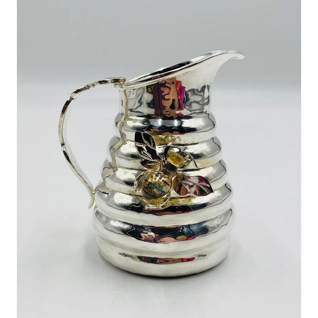 Whimsical 1960s Los Castillo Bee Pitcher With Malachite & Silver Inlay For Sale - Image 9 of 16