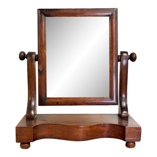 Antique Tabletop Wood Shaving Mirror Stand For Sale