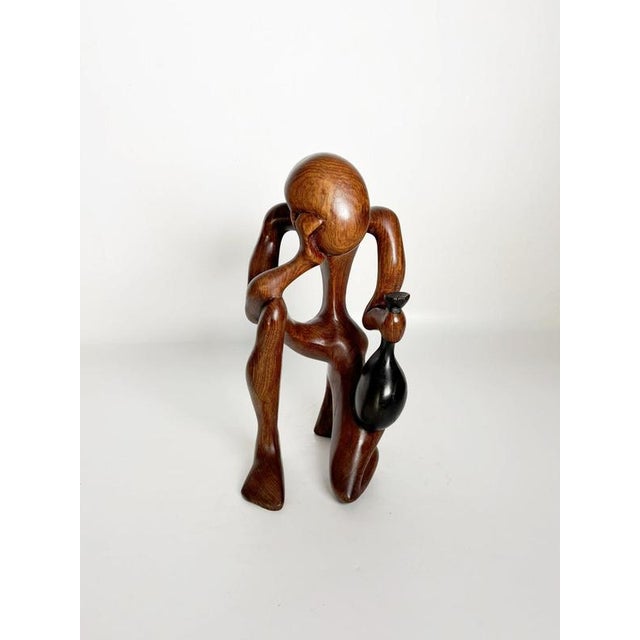 Wooden Sculpture of a Crouching Woman, France, 1970s For Sale - Image 4 of 18