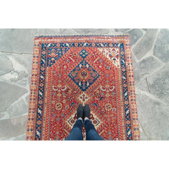 Late 1800s Antique Maroon Red Diamond Medallion Wool Hand-Knotted Rug - 5' X 8'9" For Sale - Image 4 of 10