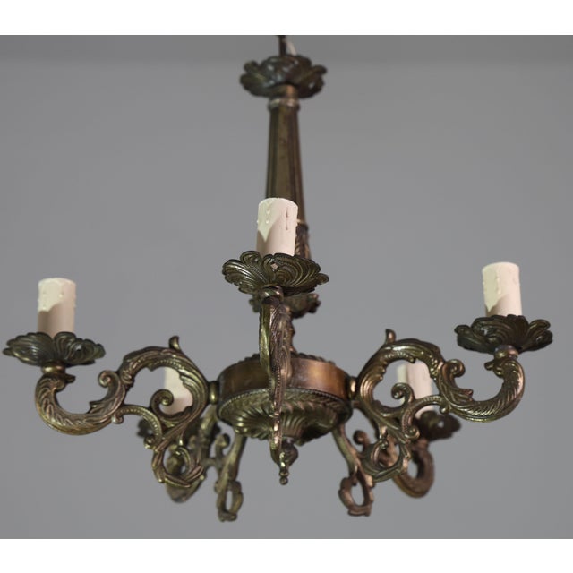 Metal Vintage Brass Chandelier, 1960s For Sale - Image 7 of 14