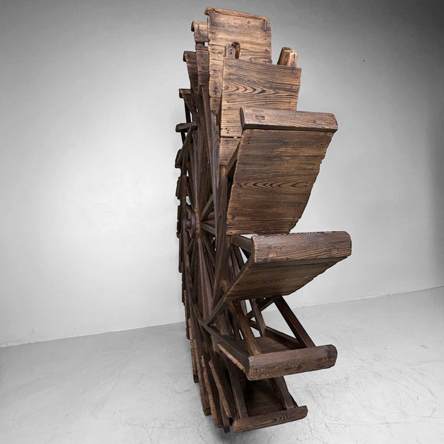 Large Japanese Wooden Suisha Water Wheel Wall Decor, 1900s For Sale - Image 6 of 15
