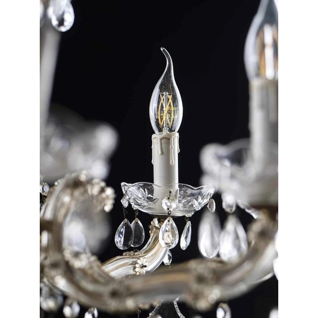 Smaller eight-arm chandelier with crystal trimmings. Fully functional. New power cable (3 lines - with grounding). The...