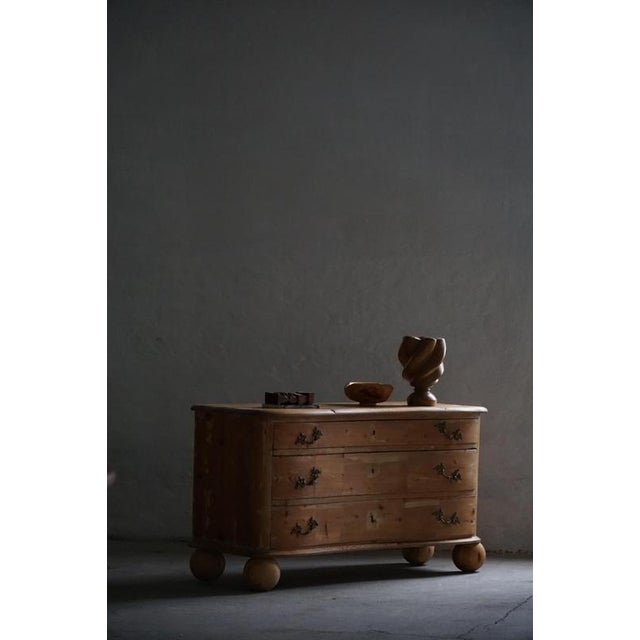 Rococo Antique Danish Chest of Drawers in Pine with Ball Feets, 1890s For Sale - Image 3 of 17