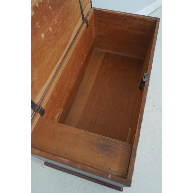 Antique Bench Made Pennsylvania Dutch Painted Large Blanket Chest For Sale - Image 4 of 18