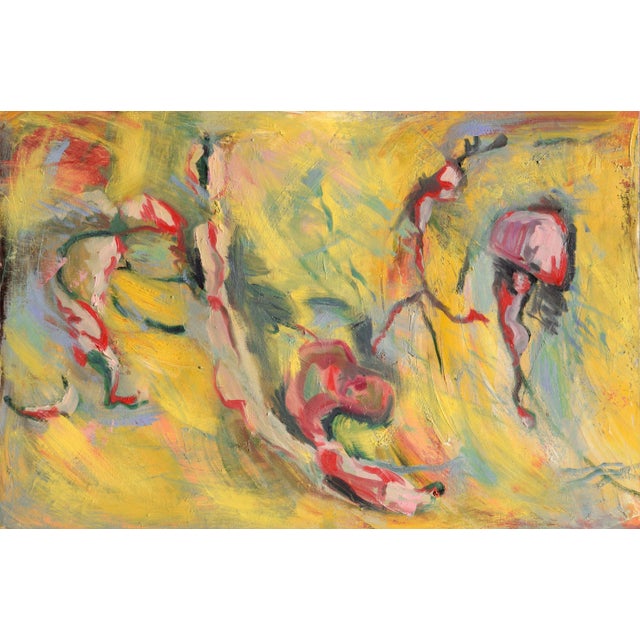"Primordial" Yellow Abstract by Inglis Carré Acrylic on Canvas 200 For Sale