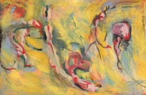"Primordial" Yellow Abstract by Inglis Carré Acrylic on Canvas 200