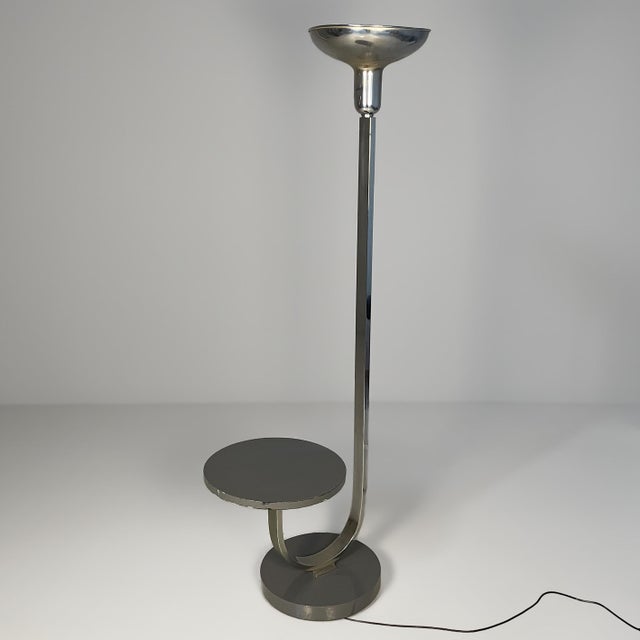 Italian Art Deco Floor Lamp with Integrated Table, 1930s | Chairish