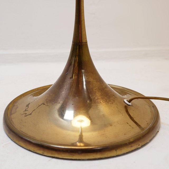 Measures : lamp shade ø 45cm h:148 base ø 25cm bergbom model g-026 swedish brass floor lamp, 1960s this piece has an...