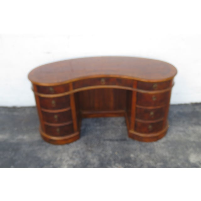 Drexel Heritage Flame Mahogany Kidney Shaped Executive Desk With Bookcase 6084 For Sale - Image 15 of 18