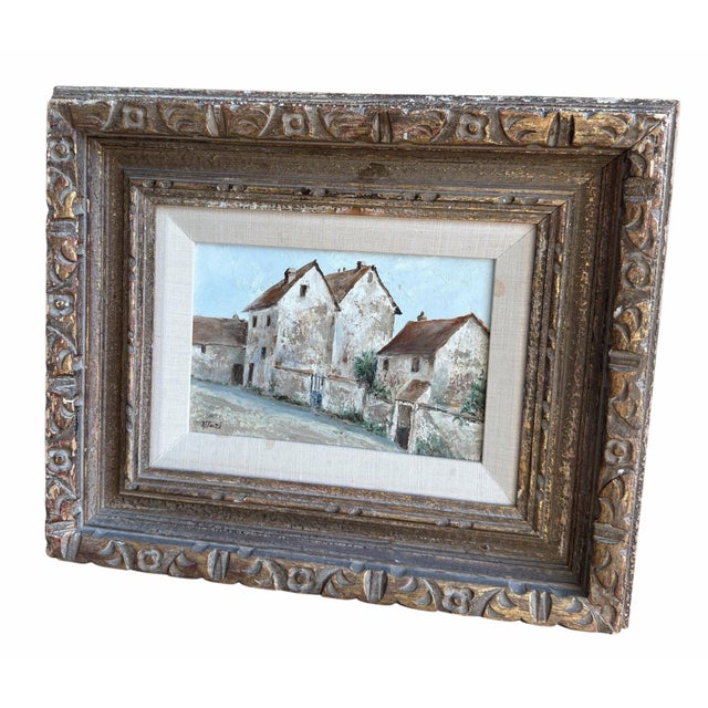 French Antique French Village Oil Painting by R. Touzé For Sale - Image 3 of 4