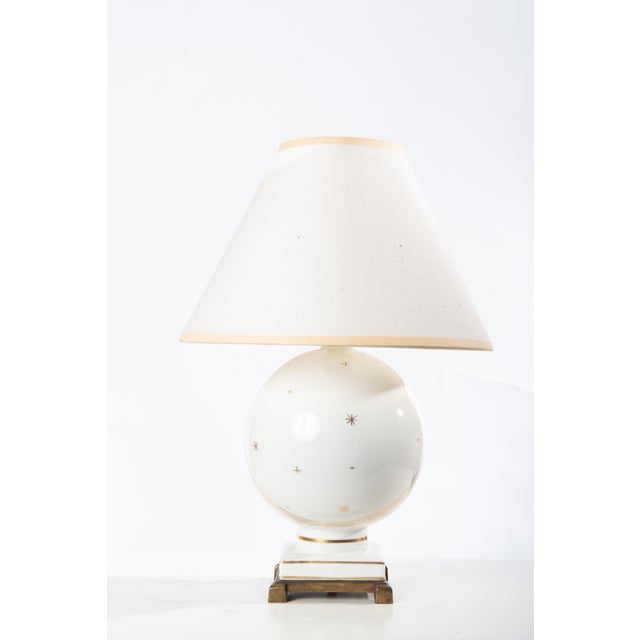 1940s 1940s White Globe Lamp With Gold Stars & Milky Way With Shade For Sale - Image 5 of 5