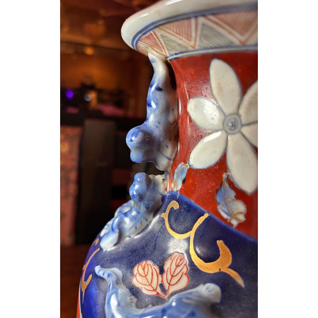 Ceramic Antique Japanese Imari-Style Porcelain Vase Dating to the Late Meiji Period ( Circa 1890-1910). For Sale - Image 7 of 13