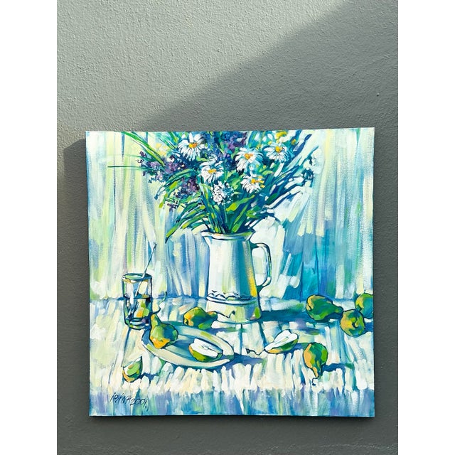 Vintage Floral Original Oil Painting on Canvas For Sale - Image 12 of 12