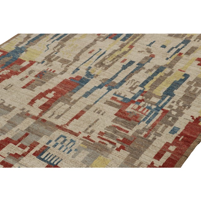 Moroccan Rug & Kilim’s Modern Rug with Beige-brown Geometric Patterns - 8x10 For Sale - Image 3 of 6