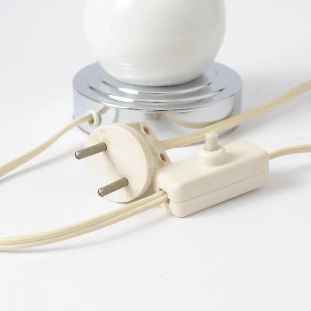 1970s Vintage White and Chrome Table Lamp from Massive, 1970s For Sale - Image 5 of 8