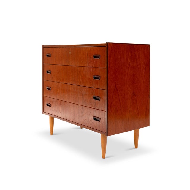 This exquisite piece is an authentic vintage Danish mid-century modern lowboy dresser, a true gem showcasing the stunning...
