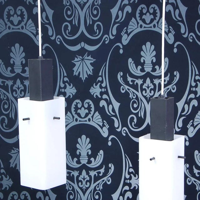 Vintage Hanging Lamps in Opal Glass, 1950s, Set of 2 For Sale - Image 6 of 12