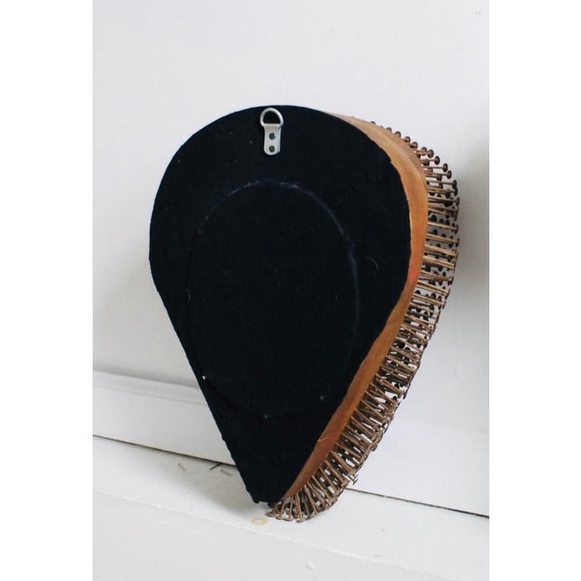 Coffee Antique Folk Art Mirror With Nails For Sale - Image 8 of 8