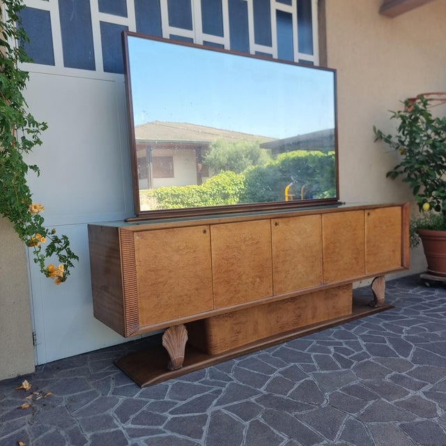 Vintage Art Deco Sideboard in Thuja Burl and Maple Wood with Mirror, 1940s For Sale - Image 11 of 15