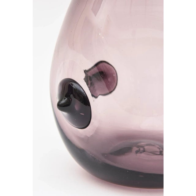 1950s Vintage Rare Wayne Husted for Blenko Signed Purple Nipple Apendage Vase, 1959 For Sale - Image 5 of 13