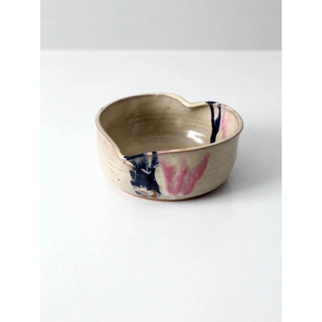 Beige Vintage Heart Shaped Studio Pottery Bowl For Sale - Image 8 of 10
