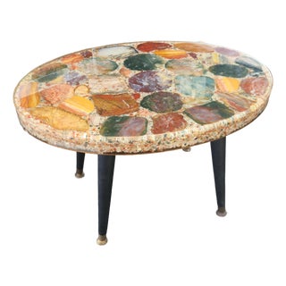 Vintage Stone and Resin Top Side Table For Sale