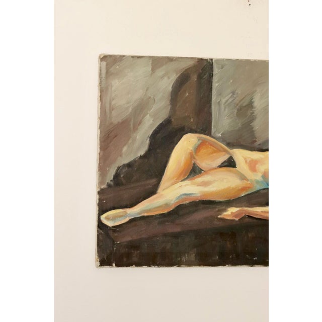 V. Rasmussen, Reclining Nude, 1950s, Oil on Canvas For Sale - Image 5 of 10
