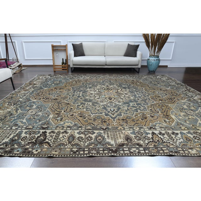 1970s Vintage Persian Handmade Wool Cotton Brown Area Rug For Sale - Image 4 of 11