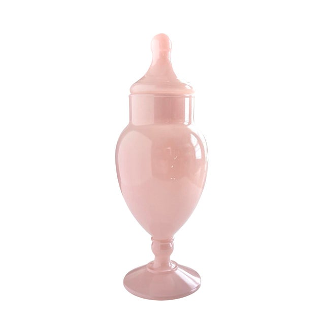 Empoli Vintage Empoli Blush Opaline Apothecary Urn With Lid For Sale - Image 4 of 5