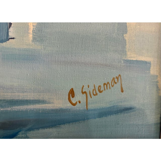 1960s 1960s Oil on Canvas “Dock Time” Artist Signed Carol Sideman For Sale - Image 5 of 5