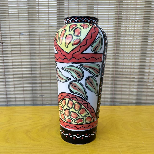 Hand Painted Studio Pottery Vase by the Uncedo Project South Africa. Dated 2002 For Sale - Image 4 of 13