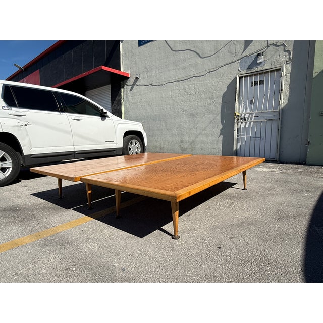 Mid Century Modern Day Beds - A Pair custom made from the fifities sold as found showing normal signs use in good condition.