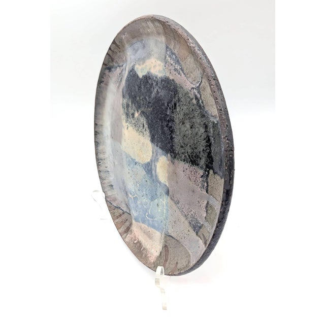 Vintage Artist Signed Glazed Stoneware Decorative Platter For Sale In Miami - Image 6 of 12