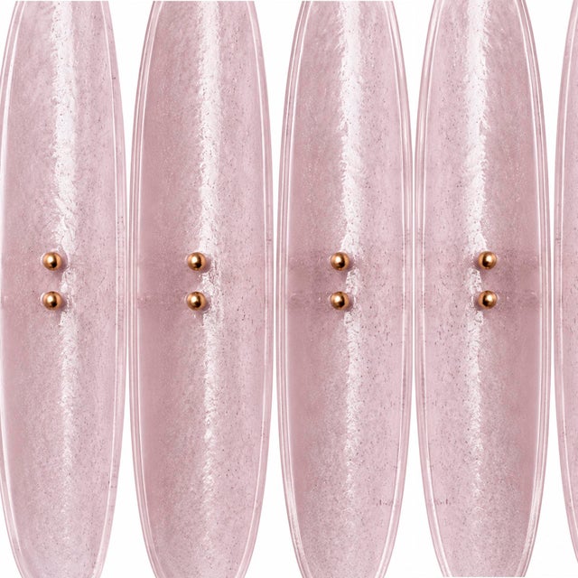 Mid-Century Style Ceiling Lamp in Brass and Pink Murano Scova Glass, Italy, 2010s For Sale - Image 4 of 5