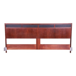 Merton Gershun for Dillingham Mid-Century Modern Walnut King Size Headboard, 1960s For Sale