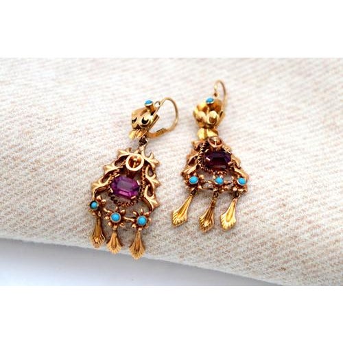 Gold Earrings with Reliefs and Cutouts, Set of 2 For Sale - Image 3 of 6