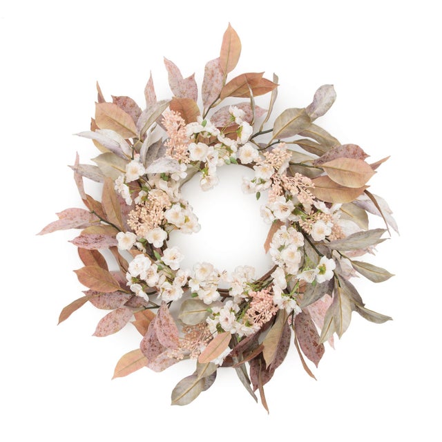 Welcome soft seasonal beauty into your home with this Mixed Foliage and Blossom Wreath. Featuring a graceful blend of...