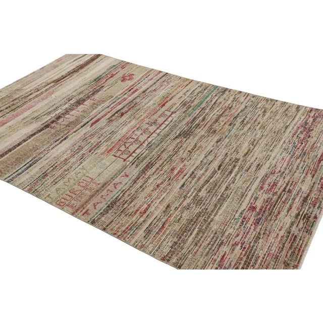 Rug & Kilim Vintage Distressed Abstract Rug With Vibrant Polychromatic Striae - Rug & Kilim For Sale - Image 4 of 8