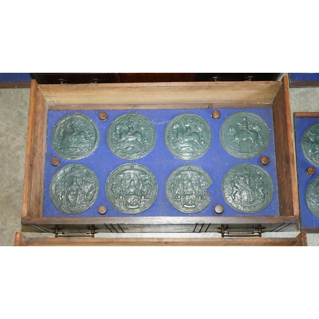 Victorian Burr Elm Wellington Chest of Drawers with Crests Seal from R Crosby & Son, Set of 161 For Sale - Image 16 of 18