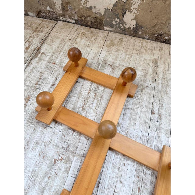 Pine Wall Coat Rack, 1980 For Sale - Image 4 of 15