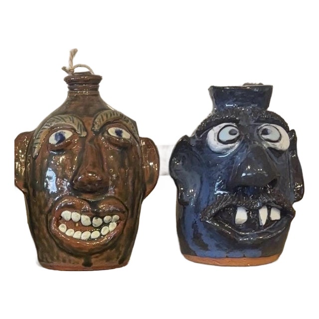 Four Unique Face Jugs From Four of the Best Folk Artists For Sale