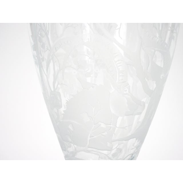 Large 20th Century Decorative Vase With Etched Antelopes by Erika Van Dewark For Sale In New York - Image 6 of 10