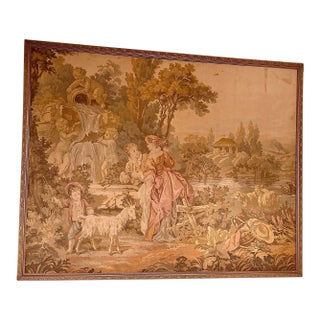 Aubusson Lg French Boucher Style 1920-1930 Tapestry Framed For Sale
