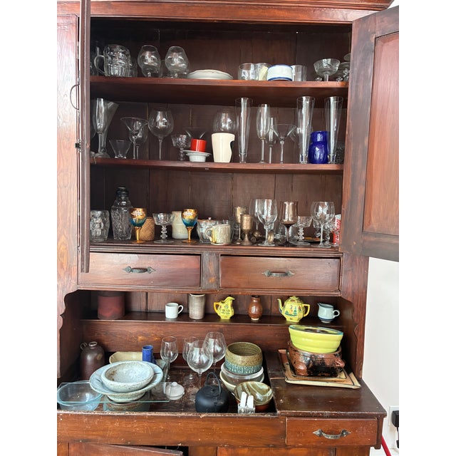 Antique dry sink with high cabinet. Acquired in New Orleans from an estate in 1997. Appears to be walnut but i'm not sure....