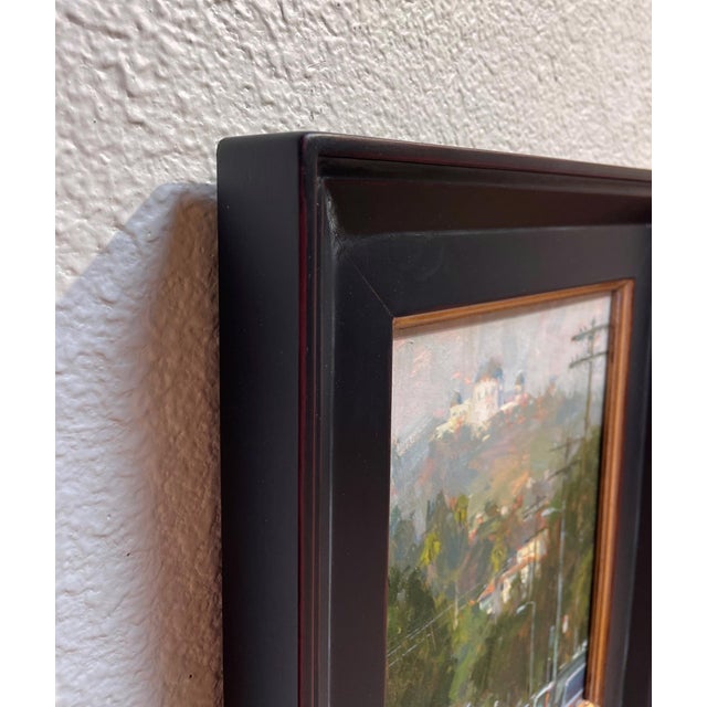 Contemporary Observatory Overhaul by Jennifer McChristian | Oil Painting of a street view with an observatory in the background For Sale - Image 3 of 4