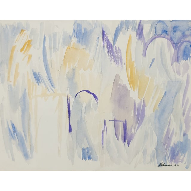 Abstraction of Purple, Blue, and Yellow - Robert Lohman, C. 1962 For Sale