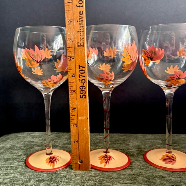Orange Vintage Gibson Fall Leaf Balloon Wine Glasses (Set of 4) For Sale - Image 8 of 8