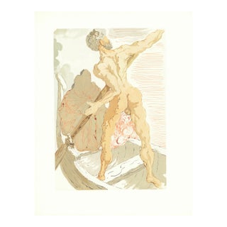 1963 Dalí Divine Comedy Engraving Enfer Canto 3 "Charon Et Le Passage De L'Achéron" (Charon and the Crossing of the Acheron) For Sale